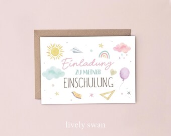 Invitation cards for school enrollment to fill out - girls - school enrollment invitation - school start - school child - DIN A6 - natural paper #110
