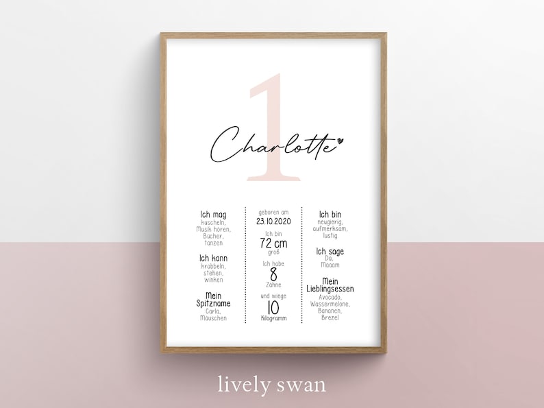 Tablero de hitos 1.er, 2.º, 3.er, 4.º cumpleaños, año, personalizado, regalo de cumpleaños, póster de hitos Rosa