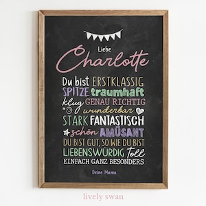 Personalized gift for the start of school, poster with sayings for school children, encouragement, girl & boy #114