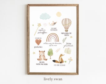Affirmation poster | Affirmations for children | positive beliefs | Poster affirmations for children | PDF/A4/A3/30 x 40 cm