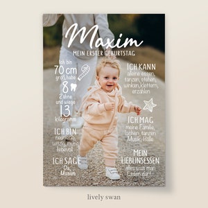 Meilensteintafel 1. 2. 3. 4 Geburtstag, Fotoposter, personalisiert, Geschenk zum Geburtstag, Meilensteinposter