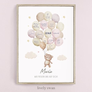 Poster personalizzato per gli ospiti da etichettare, orsacchiotto, decorazione per baby shower, festa per bambini, primo compleanno, libro degli ospiti