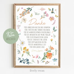 Farewell gift kindergarten, educator, gift, thank you, gift thank you, childminder, poster, flowers