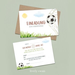 Tarjetas de invitación para cumpleaños infantiles, invitación de fútbol para fiesta de cumpleaños infantil, papel natural DIN A6