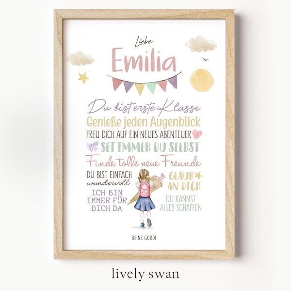 Personalized gift for the start of school, poster with sayings for school children for school enrollment, wishes, encouragement, girls & boys #110