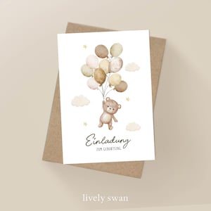Einladungskarten Kindergeburtstag-Teddy Bär-Einladung für Kinder-Kindergeburtstag-DIN A6-Naturpapier