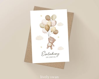 Invitation cards children's birthday-Teddy Bear-Invitation for children-Children's birthday-DIN A6-Natural paper