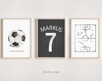 Set of 3 Football Posters | Football Posters for Kids | Personalized | Posters | Football | Children | Digital PDF/A4/A3/30 x 40 cm | #777