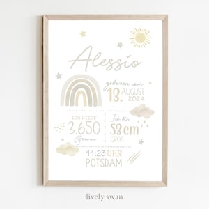 Cartel de nacimiento arco iris, fechas de nacimiento cartel arco iris, carta natal, anuncio de nacimiento, regalo de nacimiento, anuncio de nacimiento arco iris