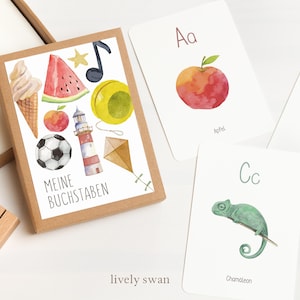 Tarjetas ABC con letras, papel natural, tarjetas de aprendizaje del alfabeto con caja, juego de tarjetas ABC, tarjetas con letras n.° 110