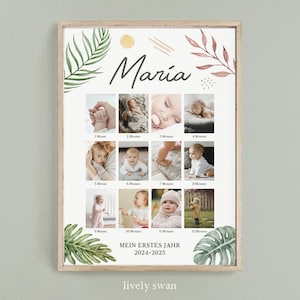 Póster con fotos, Safari, collage de fotos, personalizado, Póster de mi primer año, Póster de cumpleaños, Póster de primer año,