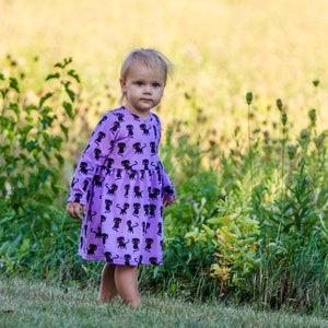 Halloween Kitten Girl Dress, Cotton Toddler Twirl Dress