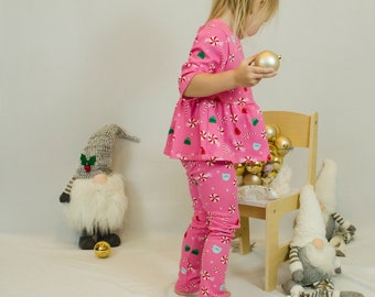 Matching Pink Top, Leggings SET for Christmas, Holiday Jersey outfit for Girl, Gift