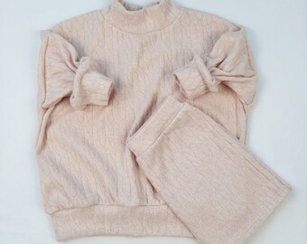 Pink Oversized Winter Girl Sweater, Turtleneck Warm Fall Sweater, Toddler Sweater, Knit Baby Sweater