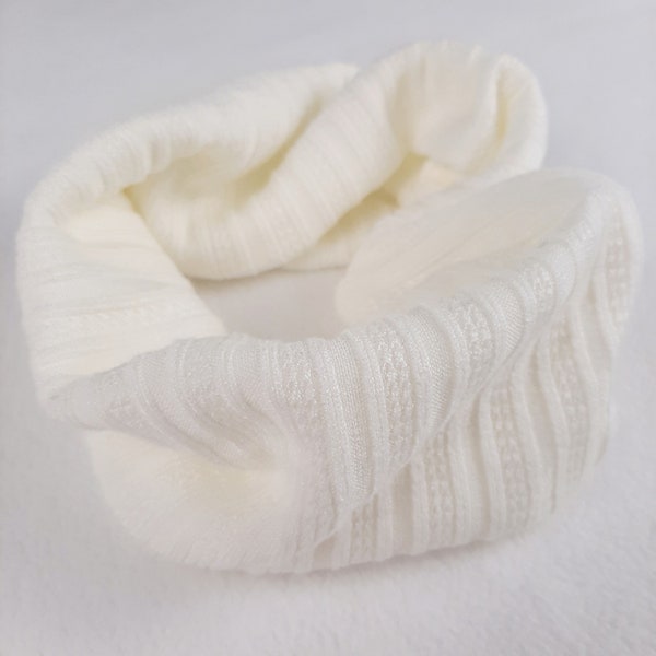 White Knit Girl Scarf, Double Layered Toddler Snood Scarf, Circle  Loop Scarf