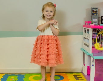 Robe de fille en tulle orange vif, robe de bébé de Pâques, robe pour tout-petits