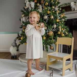 White Knit Twirl Girl Dress, Toddler Christmas/Easter Dress, Winter/ Spring Dress