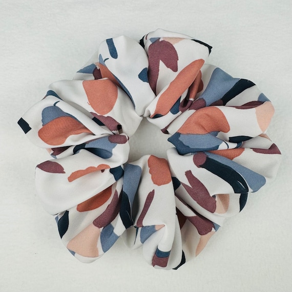 Oversized White Modern Chiffon Scrunchie, Hair Scrunchie, Hair Tie