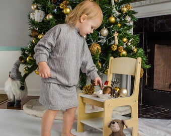 Grey Jersey Knit Toddler Skirt, Winter Girl Skirt, Fall Baby Christmas Skirt, Skirt for Gift