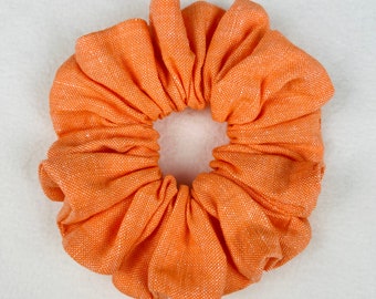 Oversized Light Orange Linen Scrunchie, Hair Scrunchie, Hair Tie, Scrunchy