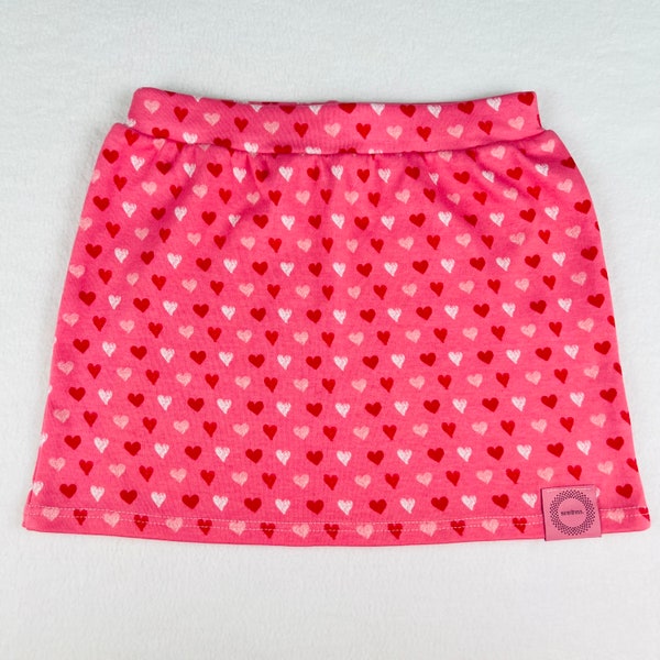 Valentine's day Pink Skirt for Girls, Jersey Skirt for Toddlers with Hearts, Spring/Summer Baby Skirt, Skirt for Gift