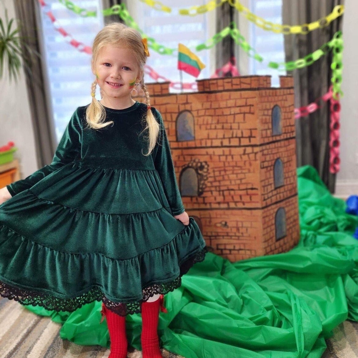 Girls green holiday dress hot sale