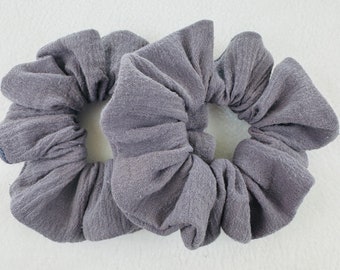 Kids Gray Cotton Scrunchies, SET of 2 Large Scrunchies for Girls, Hair Tie for Toddlers