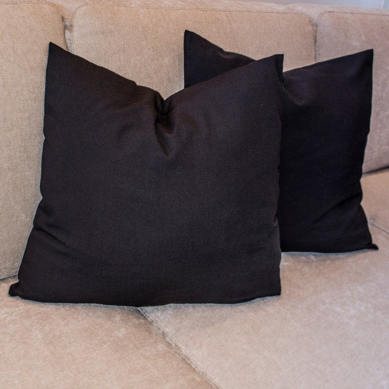 Handmade in USA Linen look Black Decorative Pillow Cover