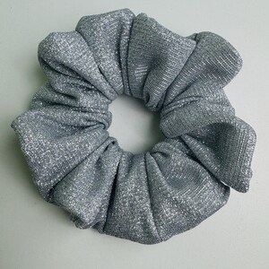 Oversized Silver Sparkling Scrunchie, New Year Christmas Hair Scrunchie, Hair Tie, Scrunchy Gift