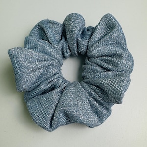 Oversized Sparkling Blue Scrunchie, New Year Christmas Hair Scrunchie, Hair Tie, Scrunchy Gift