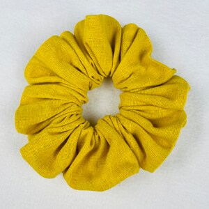 Oversized Light Yellow Linen Scrunchie, Hair Scrunchie, Hair Tie