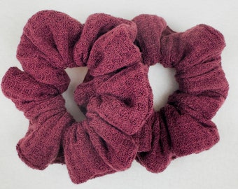Kids Burgundy Purple Scrunchies, SET of 2 Large Scrunchies for Girls, Knit Hair Tie for Toddlers
