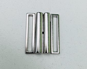 Metal Bra Closure, Slim Front Clasp for Swimwear & Bikini, Silver Buckle for Lingerie Making