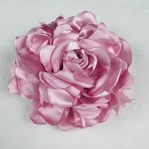 Large Pink Fabric Flower Brooch, Satin Pin Rose, Light Pink Flower Gift