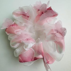 Oversized White Butterfly Scrunchie, Organza Scrunchie Gift for Bridesmaids, Valentine, Mother, Her, Hair Tie