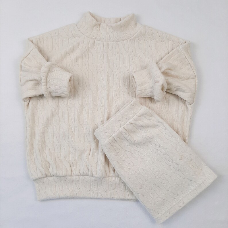 Beige Oversized Winter Girl Sweater, Turtleneck Warm Fall Sweater, Toddler Off White Sweater, Knit Baby Sweater image 4