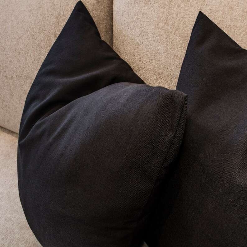 Handmade in USA Linen look Black Decorative Pillow Cover