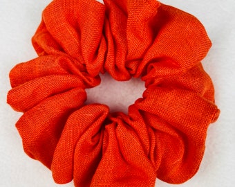 Oversized Orange Linen Scrunchie, Hair Scrunchie, Hair Tie, Scrunchy, Linen Scrunchy