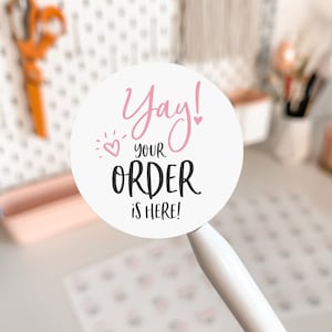Rosa - Evviva! Il tuo ordine è qui - Adesivi rotondi Sigilli - Cricut Cameo Avery Print Cut - Scarica PNG