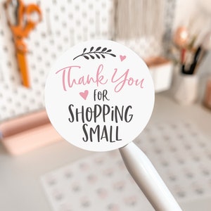 Pegatinas redondas pequeñas de agradecimiento por comprar en color rosa - Sellos de impresión y corte de Cricut Cameo Avery - Descargar PNG