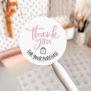 Rosa - Gracias por su compra - Sellos adhesivos redondos - Cricut Cameo Avery Print Cut - Descargar PNG