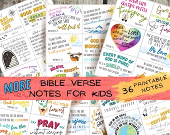 Bible Verse Lunchbox Notes for Kids: Scripture Cards (Printable- INSTANT DOWNLOAD)