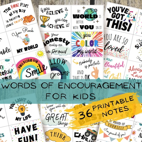 PRINTABLE Notes for Kids Write-in Encouragement Cards - Etsy