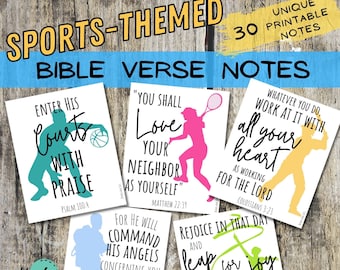 Sports Themed Bible Verse Notes for Kids: Athlete Lunchbox Cards (Printable - INSTANT DOWNLOAD)