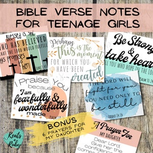 Bible Verse Notes for Teen Girls - Scripture Cards | Encouragement Cards, Bible Study Notes for Pre-Teen & Teenage Girls | Printable-INSTANT