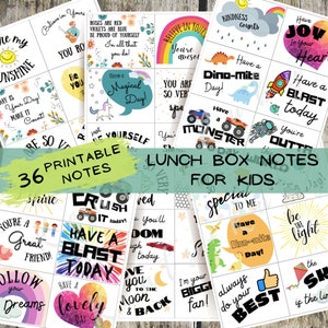 PRINTABLE Lunch Box Notes for Kids | Lunch Cards | School Lunch Notes | Words of Encouragement for Kids | Print at Home INSTANT DOWNLOAD