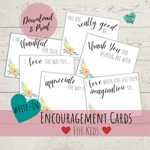 PRINTABLE Notes for Kids - Write-In Encouragement Cards | Lunchbox Notes | Bedside Notes | Fill in the Blank Encouragement - Flower Design