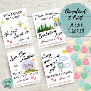 Christian Valentine's Day Cards for Kids | Watercolor Designs, Bible Verse Valentines - Printable Valentine, Digital Valentine- DIGITAL