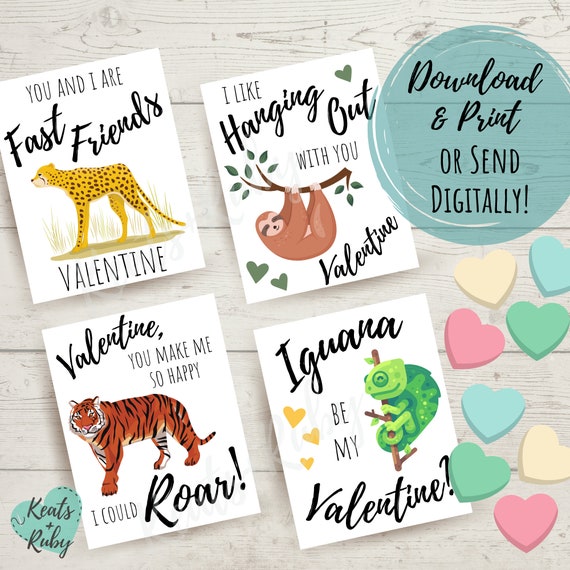 Valentine's Day Cards for Kids  Wild Animal Valentine