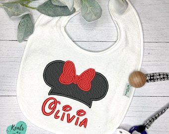First Disney Trip Baby Bibs, Personalized Embroidered Waterproof Baby Bibs, Mickey Mouse Bibs, Minnie Mouse Bibs, Mickey Ears, Disney World
